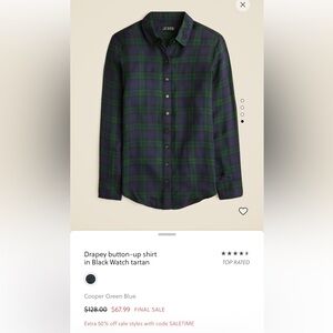 Jcrew Drapey button-up shirt in Black Watch tartan